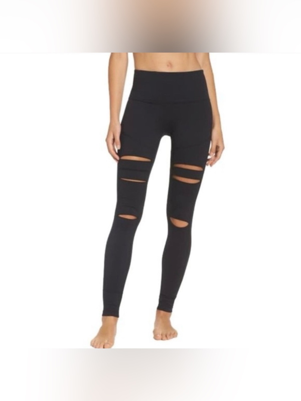 Zella Cutout High Waist High-Waist Leggings in Black, Size M